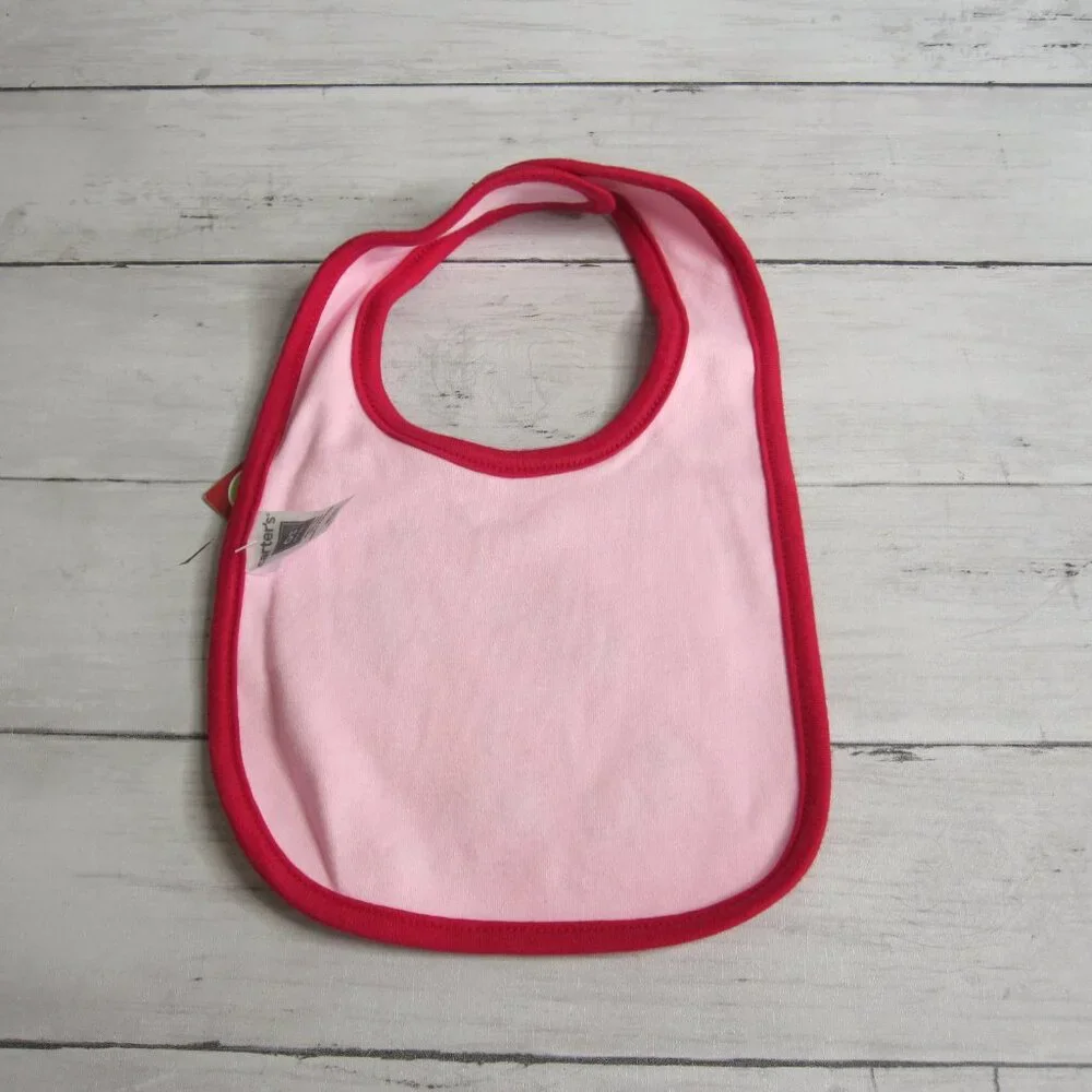 Carter's Baby Girl's Bib One Size Red Pink Christmas I Love Santa